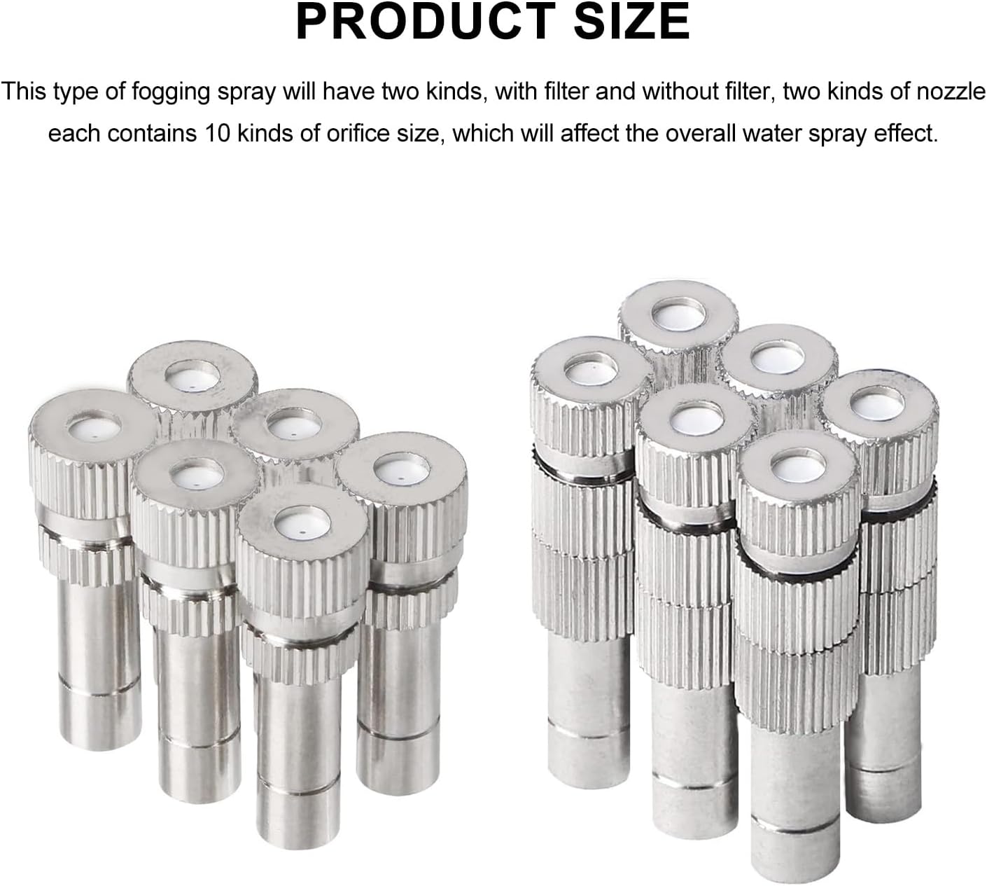 20pcs Brass Mister Nozzles, 6mm Misting Nozzles for Outdoor Cooling System, Landscaping, Air Humidification, Greenhouse Irrigation (with Filter, 0.024"/0.6mm Orifice)