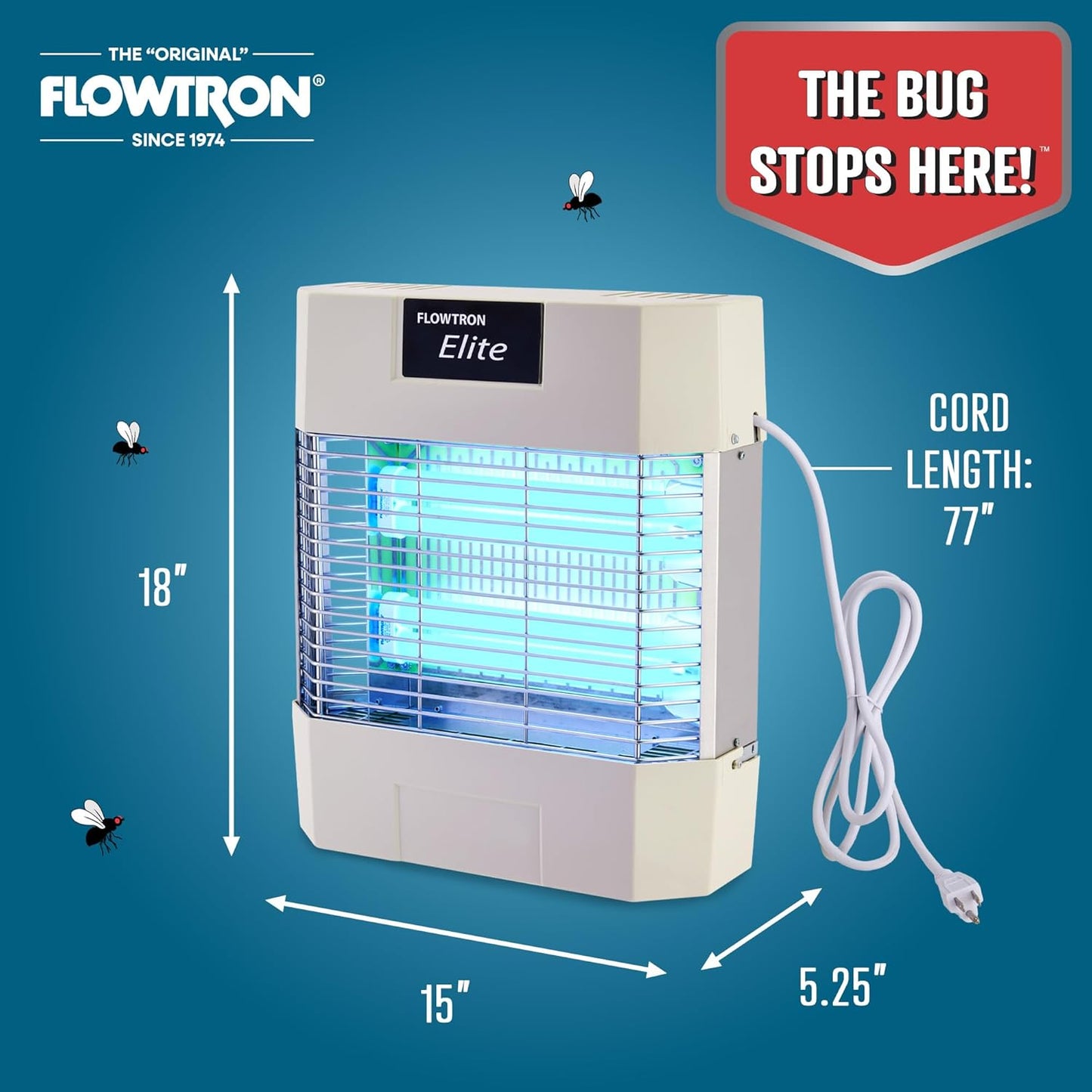 Flowtron Indoor Fly Killer | Electric Low-Voltage Bug Zapper for Gnats & Insects with 80W UV Light & Pheromone Lure, Stun Grid & Sticky Trap | 1200 Sq Ft for Kitchen, Restaurant & Barn, UL Certified