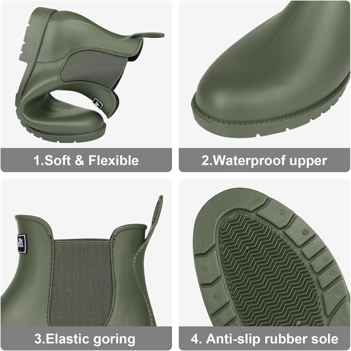 Asgard Women's Ankle Rain Boots Waterproof Chelsea Boots
