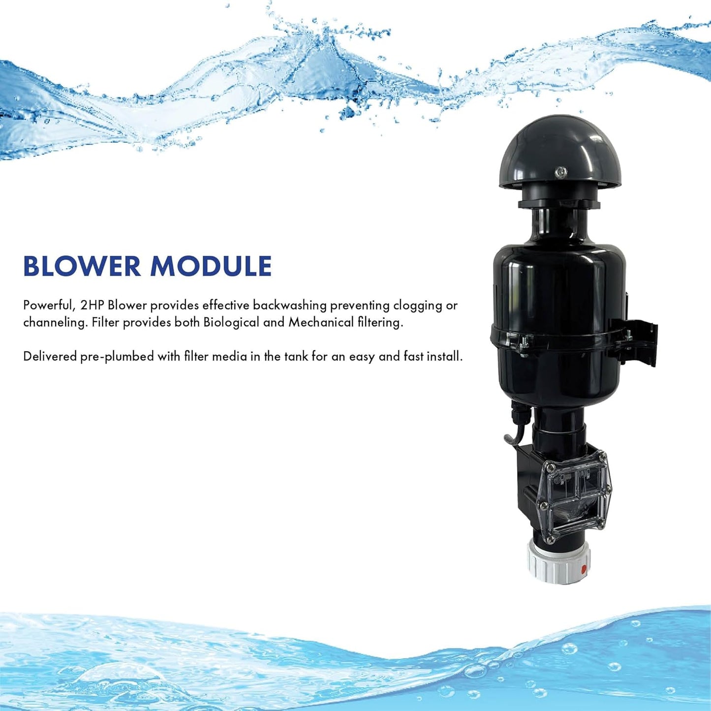 HALF OFF PONDS Simply Clear Koi Pond Filter System with 2HP Blower, UV Clarifier & 3,200 GPH Pump – Filters Ponds Up to 2,500 Gallons – Complete Kit with Bio Media, Multiport Valve, Gauge