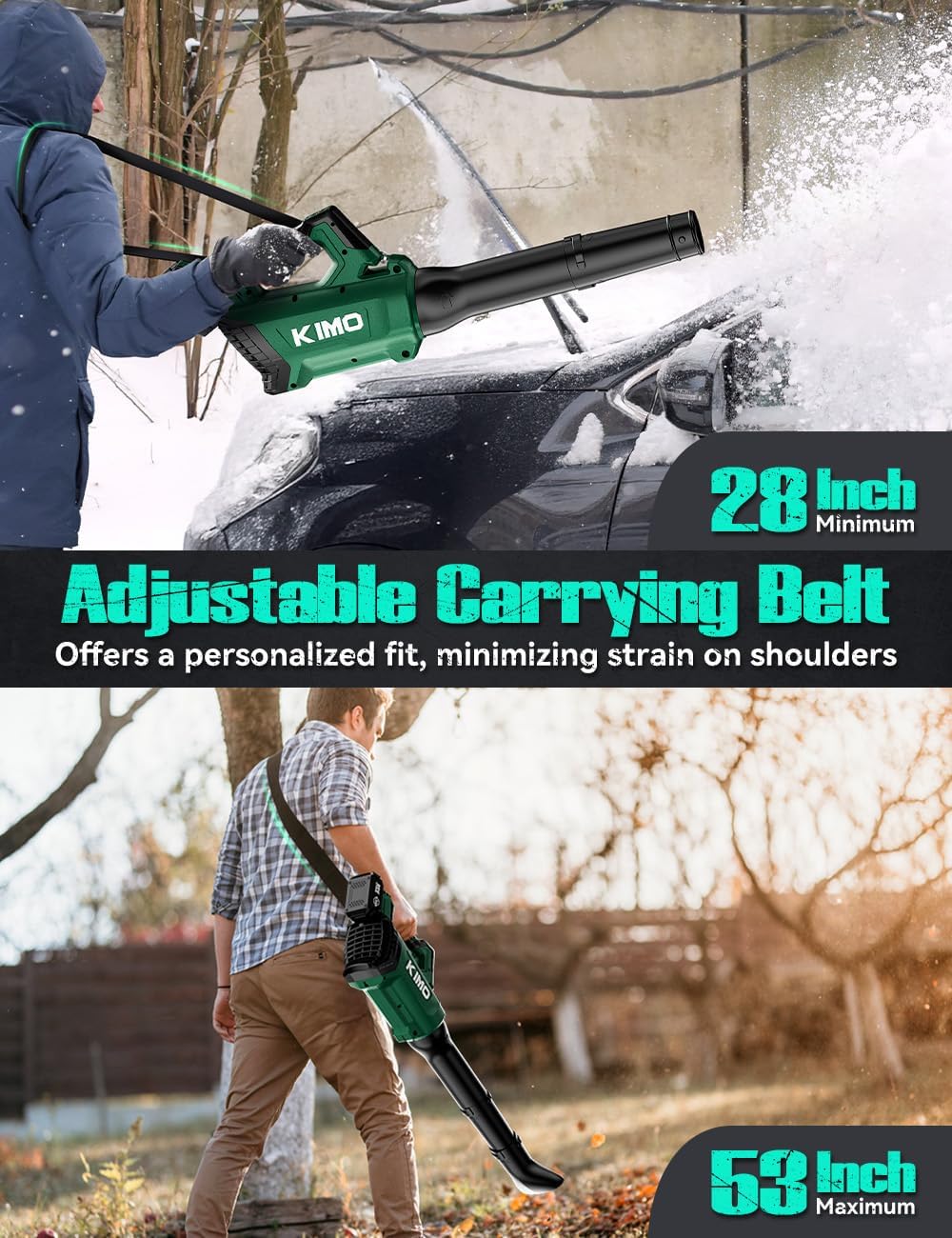 K I M O. Cordless Leaf Blower Vacuum Combo, 3 Nozzles&3 Modes for Inflation & Deflation, 20000RPM 150MPH Variable High Speed, 20Inch Extended Tube, 2 Pack 20V Battery Powered Leaf Blower for Lawn Care