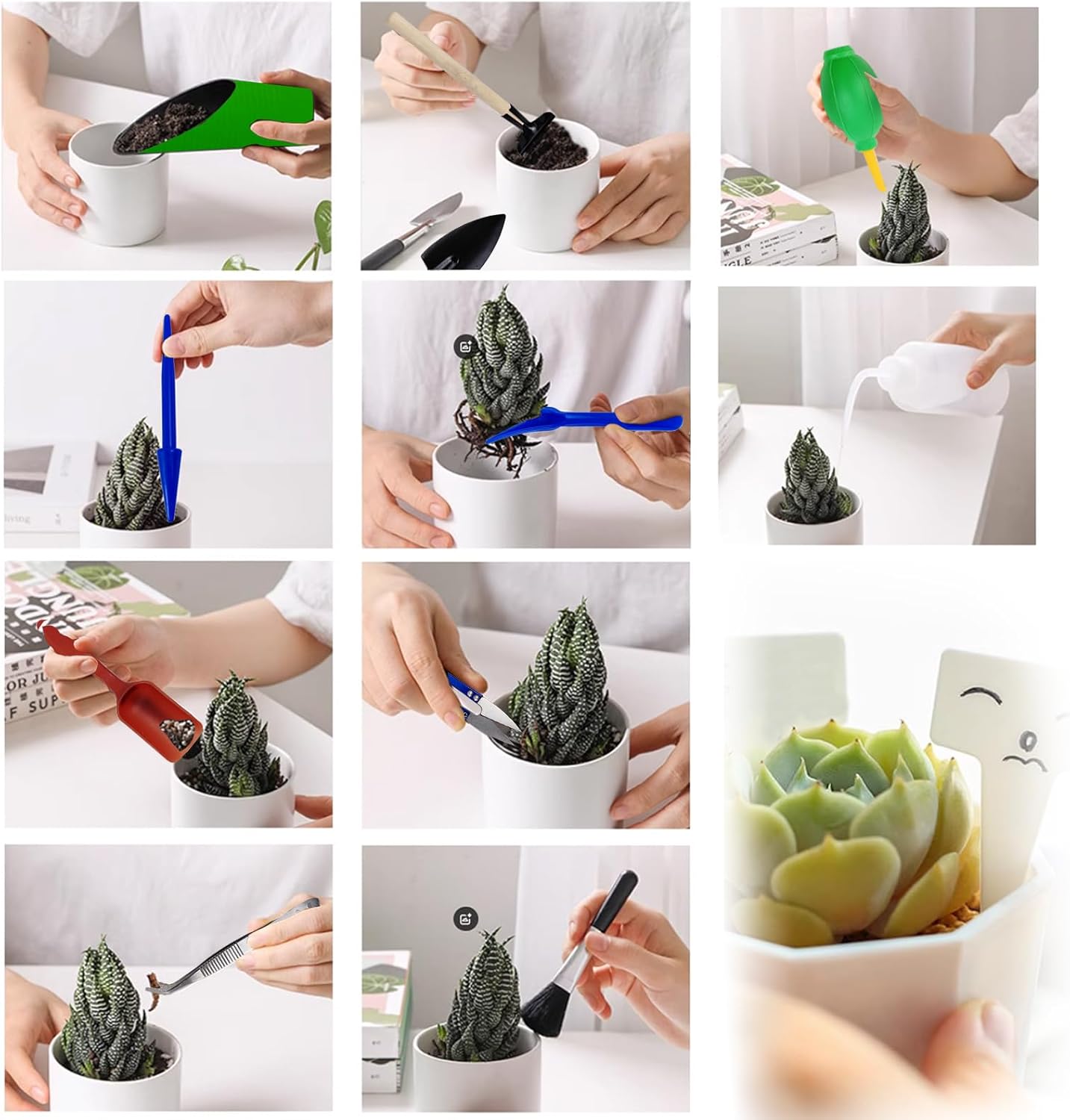 GXXMEI 20PCS/Set Succulent Tools Set, Mini Garden Tool Set, Transplanting Tools Set, Succulent Care Kit for Succulent Miniature Gardening Plant