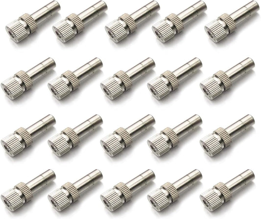 20pcs Brass Mister Nozzles, 6mm Misting Nozzles for Outdoor Cooling System, Landscaping, Air Humidification, Greenhouse Irrigation (without Filter, 0.008"/0.2mm Orifice)