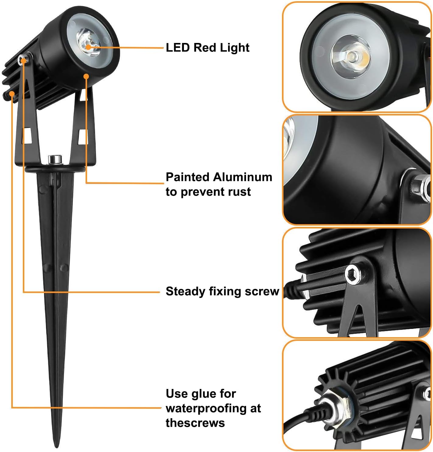 DLLT LED Solar Spotlights Outdoor, 2-in-1 Solar Landscape Spotlights IP65 Waterproof, 9.8ft Cable 2-in-1 Solar Powered Lights, Auto On/Off for Garden, Yard, Driveway, Lawn, Green Lighting