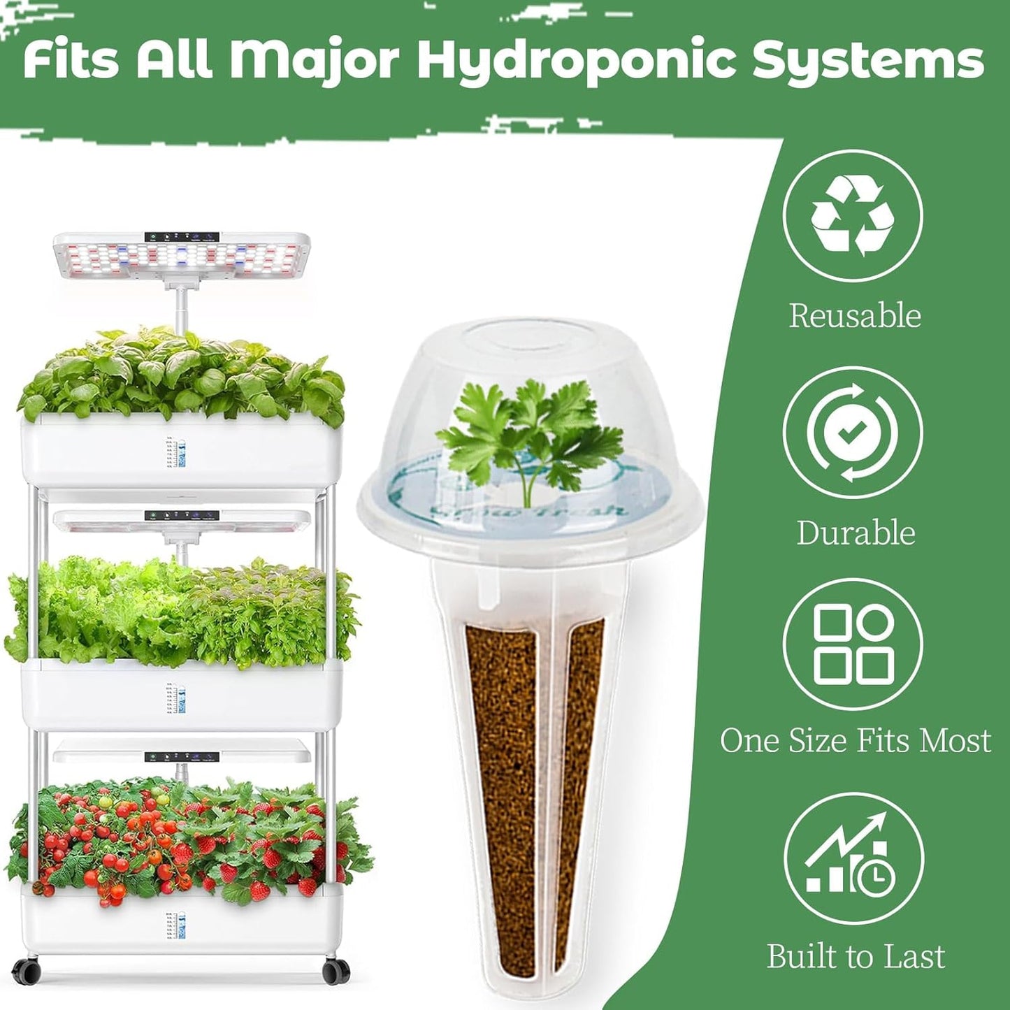 Herb & Salad Seed Pods Kit - Hydroponic Refill Pod for All Indoor Garden, 8 Grow Pods with Seeds of Genovese Basil, Cherry Tomato and Mixed Greens, Compatible with All Hydroponics Growing Systems