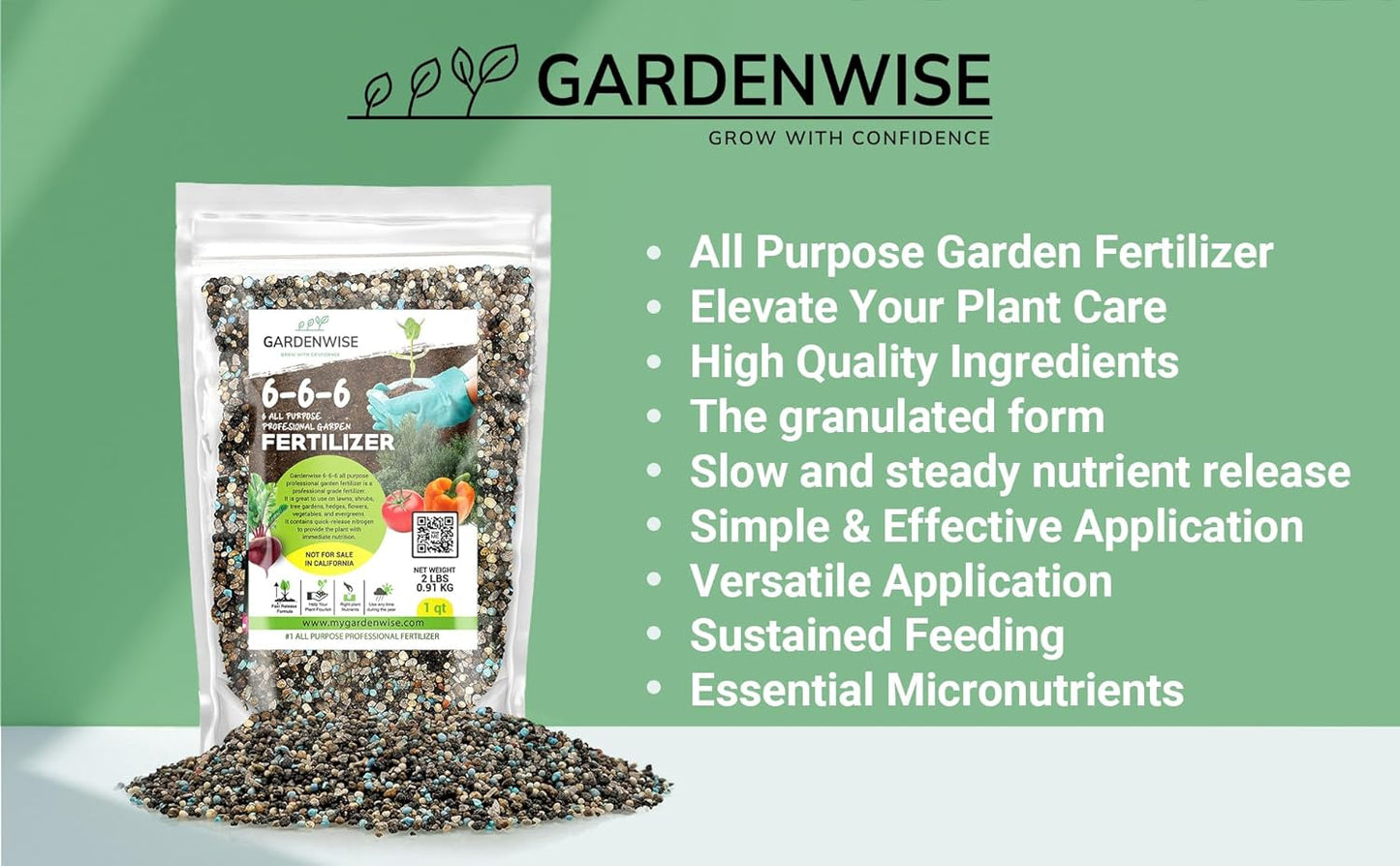 6-6-6 All-Purpose Professional Plant Food Fertilizer; Ideal for Winter Care & Spring Feeding, Perfect Balanced NPK for Indoor and Outdoor Plants (1/2 Quart)