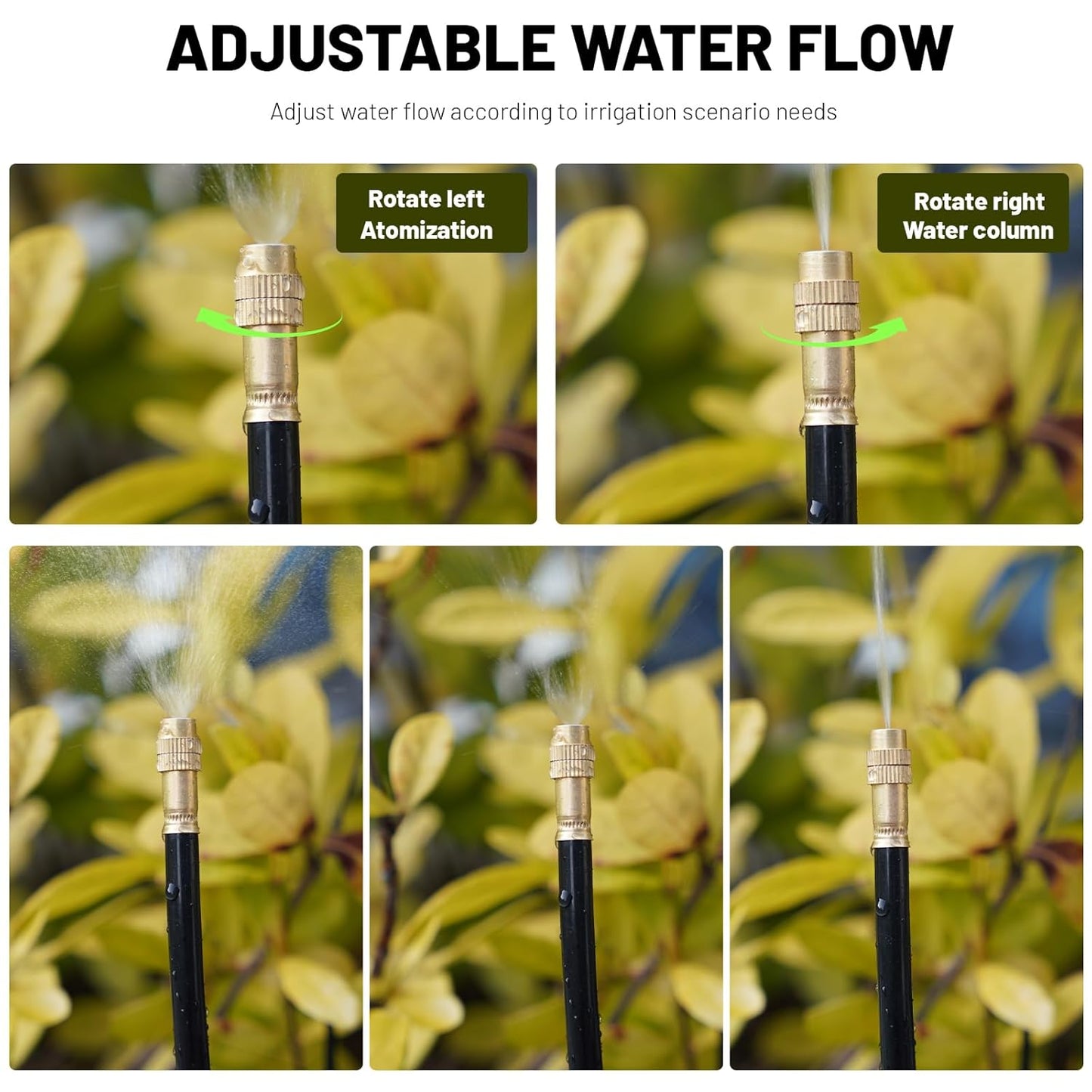 360° Adjustable Drip Irrigation System - 30FT Garden Watering System with 10 Nozzles, Garden Irrigation System, Greenhouse Accessories, Atomizing System for Yard, Lawn, Plants, 5/16 inch Hose