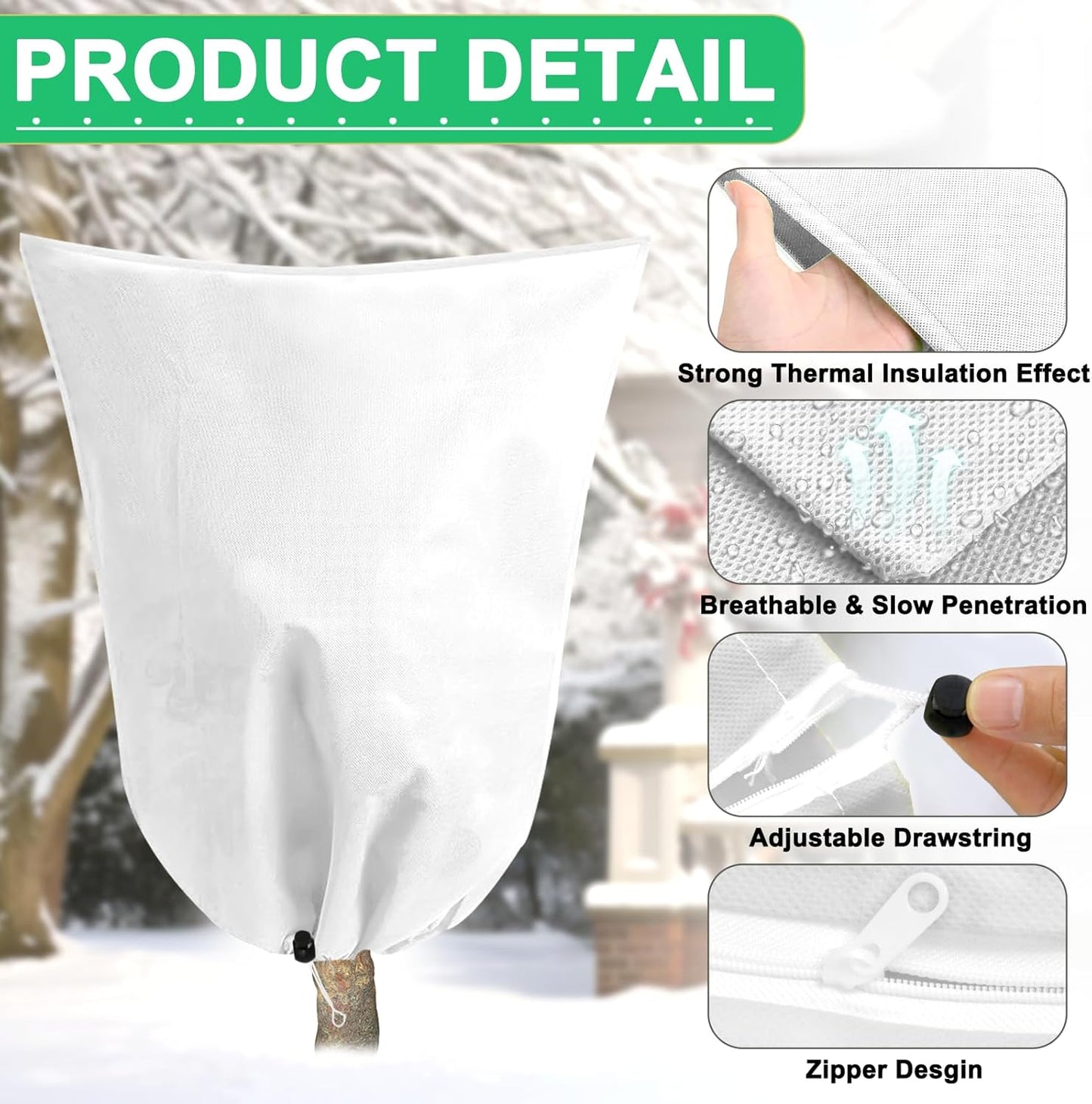 DQS 4 Pack Plant Covers Freeze Protection, 47.2" x70.8" Winter Frost Protection Blankets Frost Cloth,Suitable for Outdoor Winter Frost, Cold Weather, shrubs, Trees, Jackets, and coverings