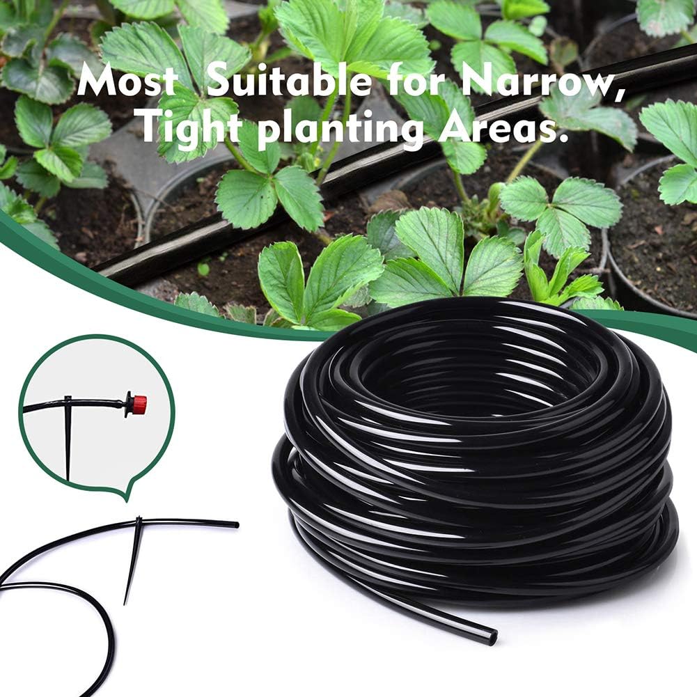 Bonviee 400ft 1/4 inch Drip Irrigation Tubing, Drip Irrigation Hose, Garden Watering Tube Line for Garden Watering System