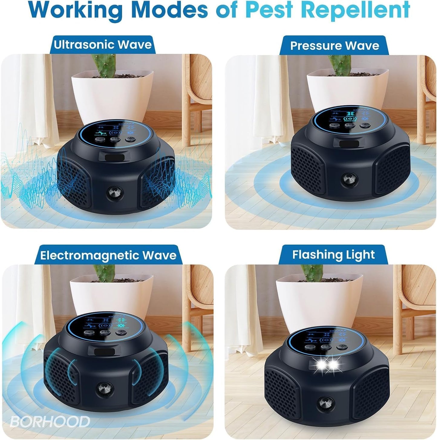 2 Pack Ultrasonic Rodent Repeller Plug-in,Indoor Electronic Device for Mice, Rats, Squirrels, Roaches, Ants, and Spiders for Home, Kitchen, Garage, Attic