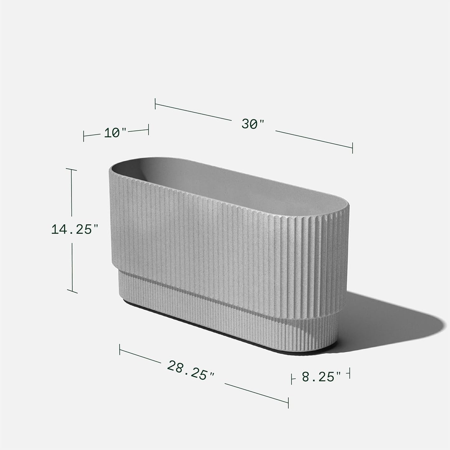 Veradek Demi Series Long Planter for Porch, Patio, Backyard | Durable Plastic-Stone Composite Material | Modern Décor for Shrubs, Flowers
