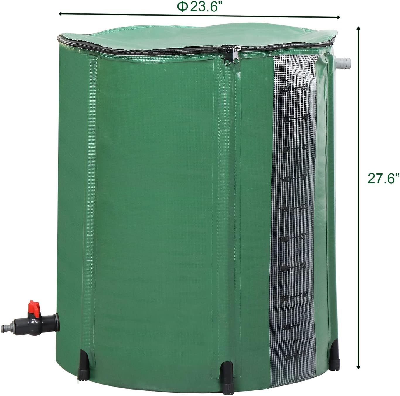 50 Gallon Collapsible Rain Barrel, Portable Rainwater Collection System, Rain Catcher Barrel with Volume Scale Mark, Spigots and Overflow Kit, Rain Water Barrel Collector for Garden, Green