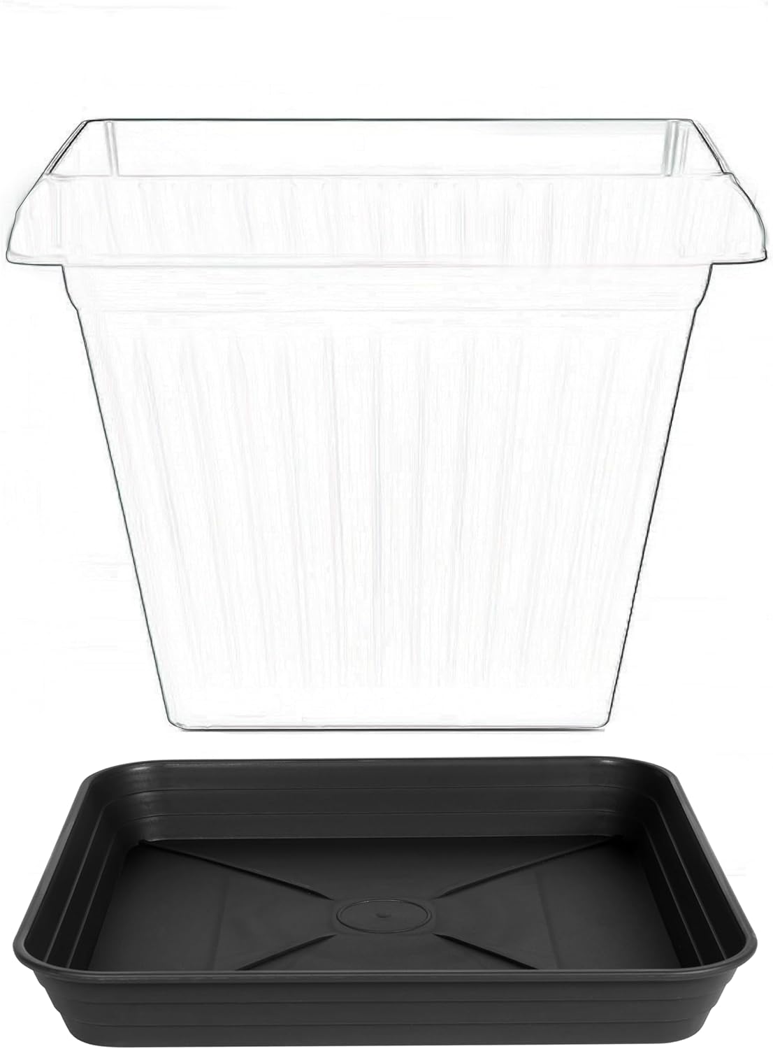 4 Pack Square Plant Saucer Tray 10 inch, 6 8 10 12 14 16 18 20 inch Heavy Duty Plastic Square Plant Saucers for Indoors Outdoor, Flower Planter Drip Trays for Pots, Seed Starting Tray