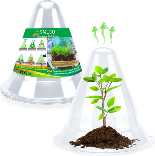 【10 Pieces】 Garden Cloches for Plants, Large Plant Covers Plant Protectors Transparent Bell Jar Cloches to Protect Plants from Birds, Slugs, Frost, Freeze Weather, 10.6" D x 9.5" H, Transparent