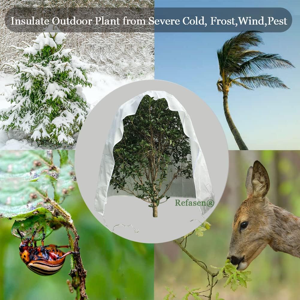 Plant Covers Freeze Protection,3 Packs 45”H X40”W Frost Blankets for Outdoor Plants Frost Cloth with Zipper Drawstring-Protect Trees from Cold Frost Pest