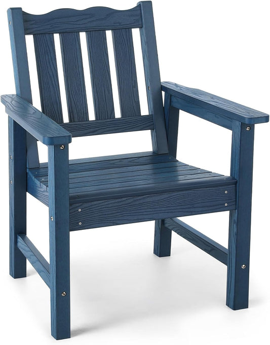 Stoog All-Weather Patio & Garden Chair, Outdoor Dining Chair with Curved Backrest, 400 lbs Support, for Backyard, Garden, Porch, Pool and Deck, Blue