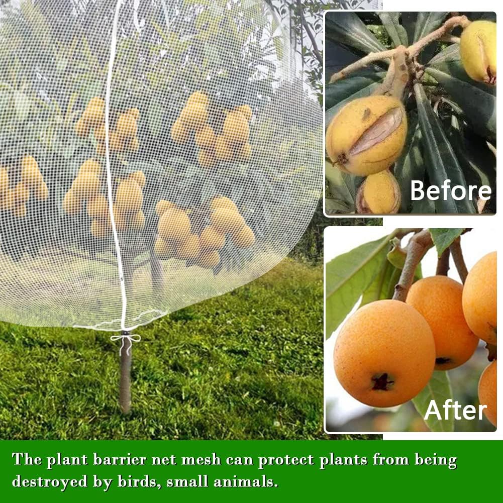 Fruit Tree Netting Covers with Zipper to Protect from Squirrels and Birds Large Netting for Fruit Trees Net Protection, White, 71" x 75", 2 Pack