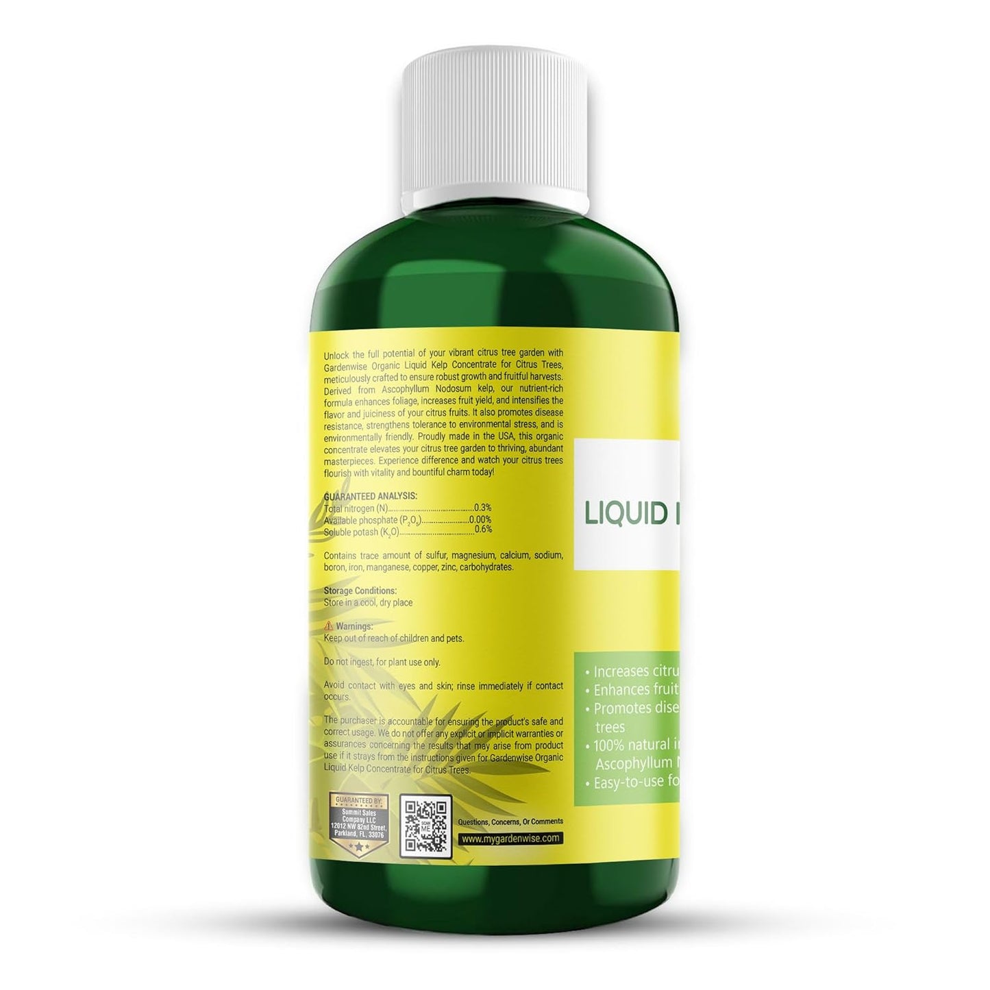 Organic Premium Kelp Seaweed Fertilizer: All-in-One Citrus Tree Fertilizer for Meyer Lemon, Lime, and Other Fruiting Trees - Liquid Plant Food for Potted & Outdoor Citrus Trees (8 OZ)