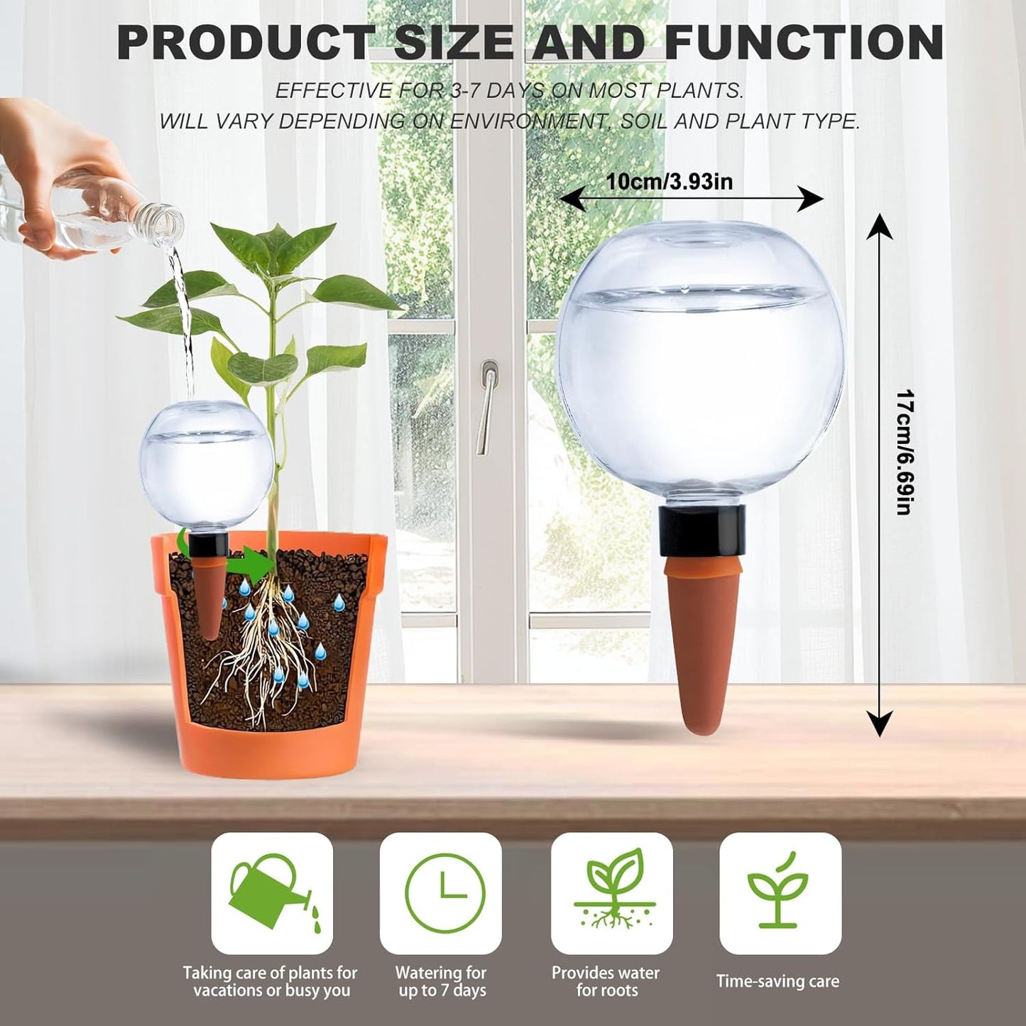 2 Pack Plant Watering Globes 17oz Self Watering Planter Insert Indoor/Outdoor Plant Watering Devices for Automatic Drip Irrigation