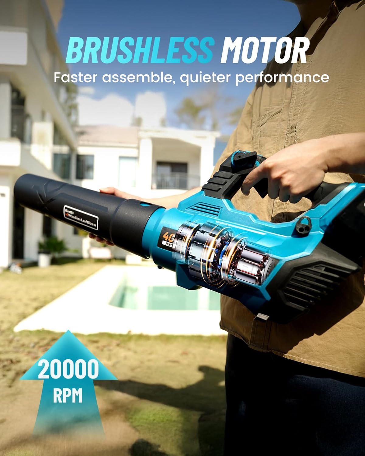 SEESII 40V Leaf Blower Cordless with 2 x 5200mAh Batteries and 2 Fast Chargers, 680CFM 210MPH Electric Leaf Blower with Variable Speed Control, Handheld Battery Blower for Lawn Care, Dust and Debris