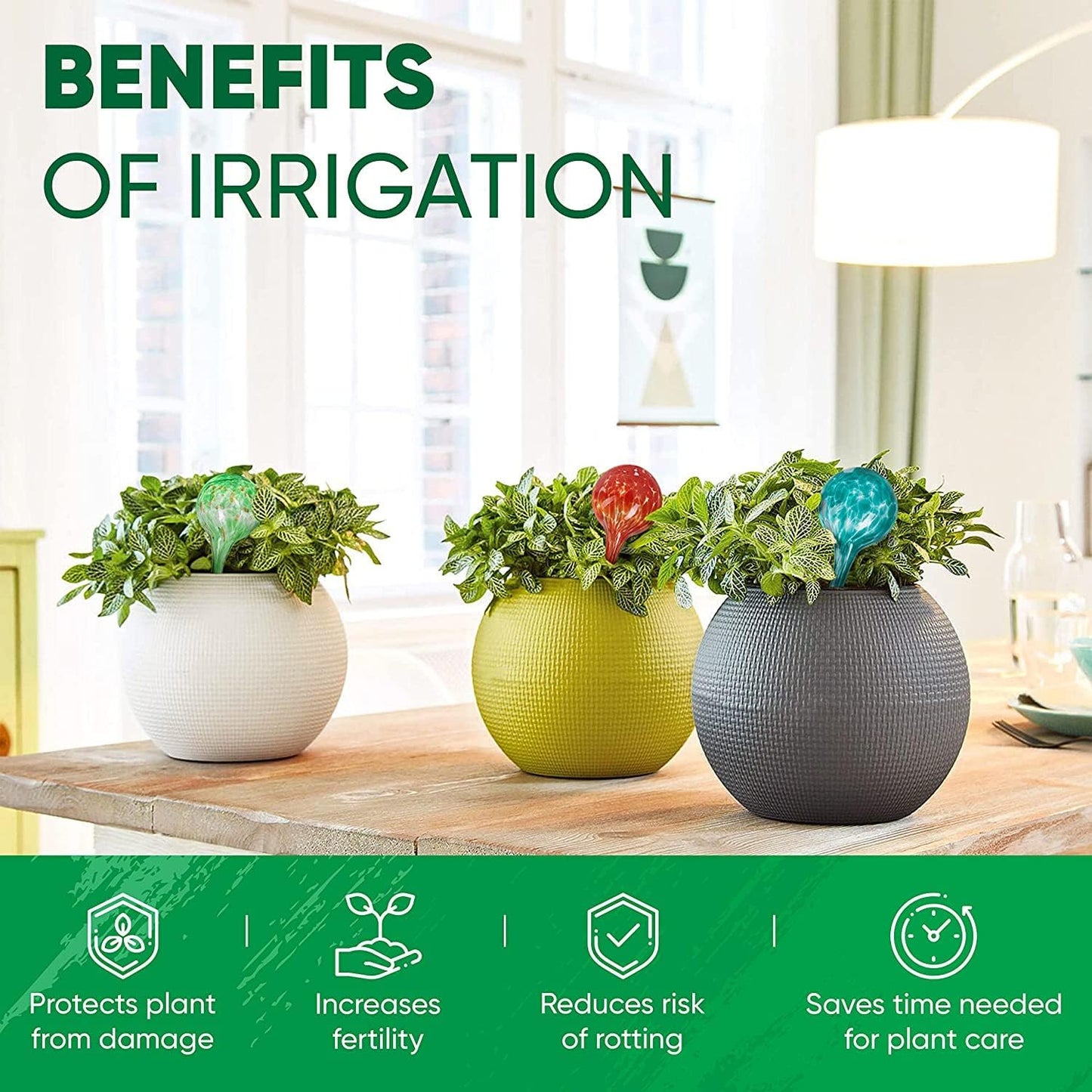 Plant Watering Globes Set of 8 - Small Self Watering Globes for Indoor & Outdoor Plants - Multicolored, Automatic, Glass Watering Bulbs for Daily Use, Plant Watering Devices