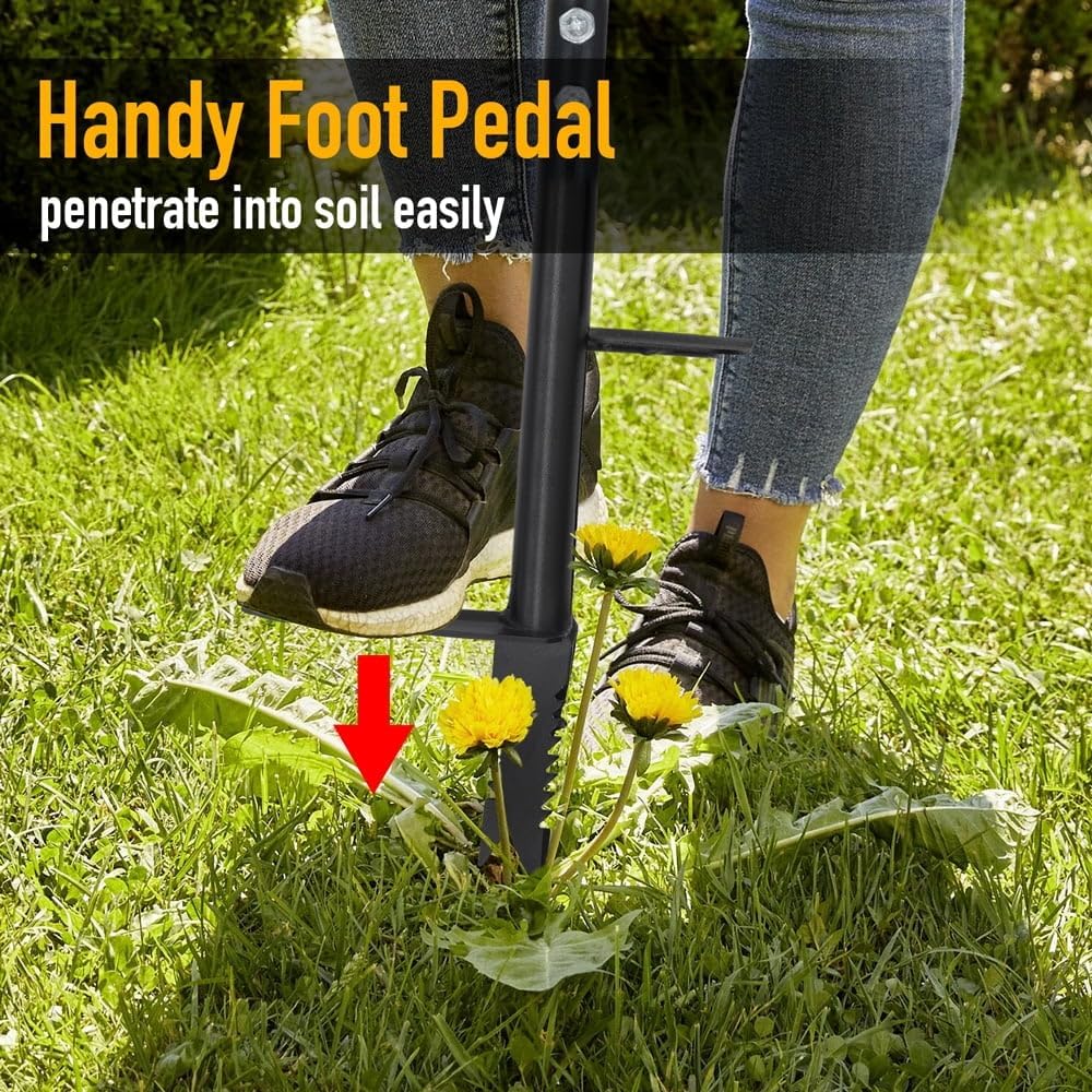 Colwelt Weed Remover Tool 39’’, Weed Puller Root Remover with Thick Steel Claw, Long Handled Weeding Tool with Easy Foot Ejector, Stand Up Garden Weeder Tool for Lawn Grass Dandelion Removal