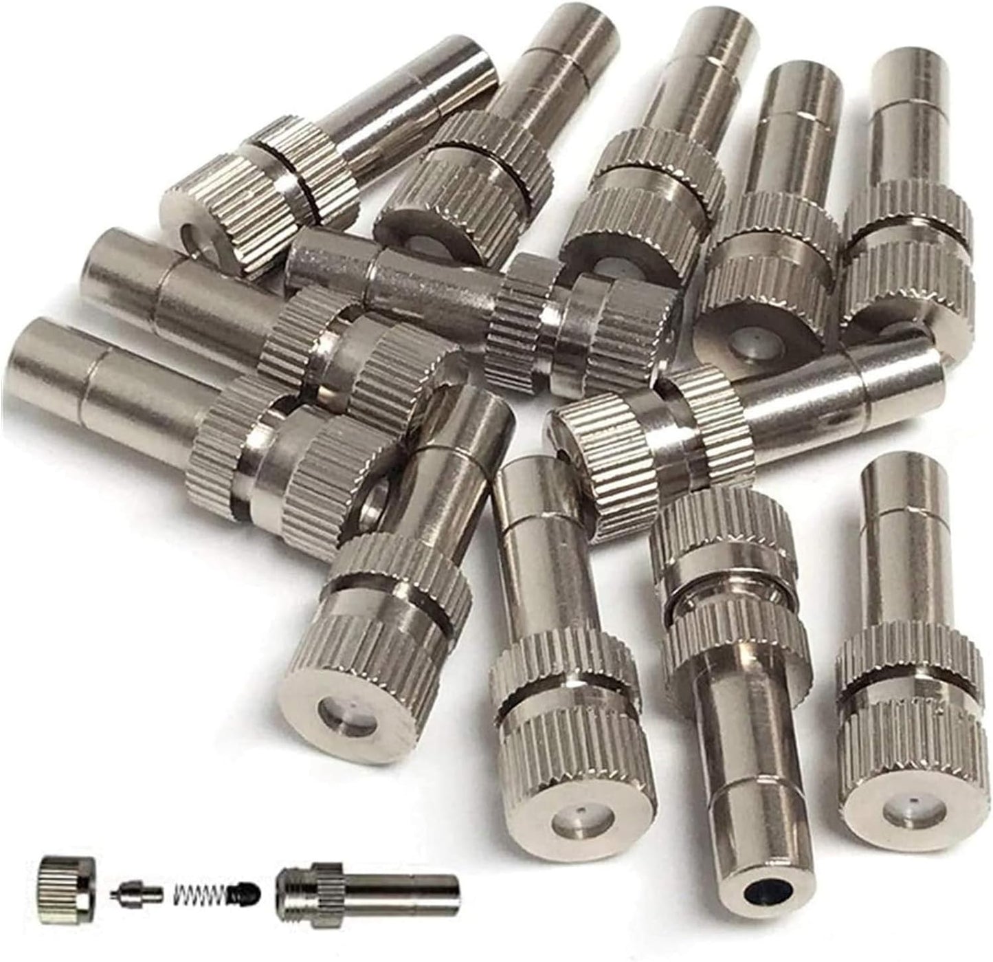 20pcs Brass Mister Nozzles, 6mm Misting Nozzles for Outdoor Cooling System, Landscaping, Air Humidification, Greenhouse Irrigation (without Filter, 0.012"/0.3mm Orifice)