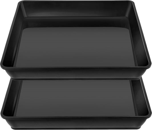 Square Plant Saucer 18 Inch 2 Pack, Plastic Plant Saucer, Garden Large Deep Plant Trays for Pots, Heavy Duty Plant Pot Saucers, Planters for Indoors and Outdoors Plants Black.