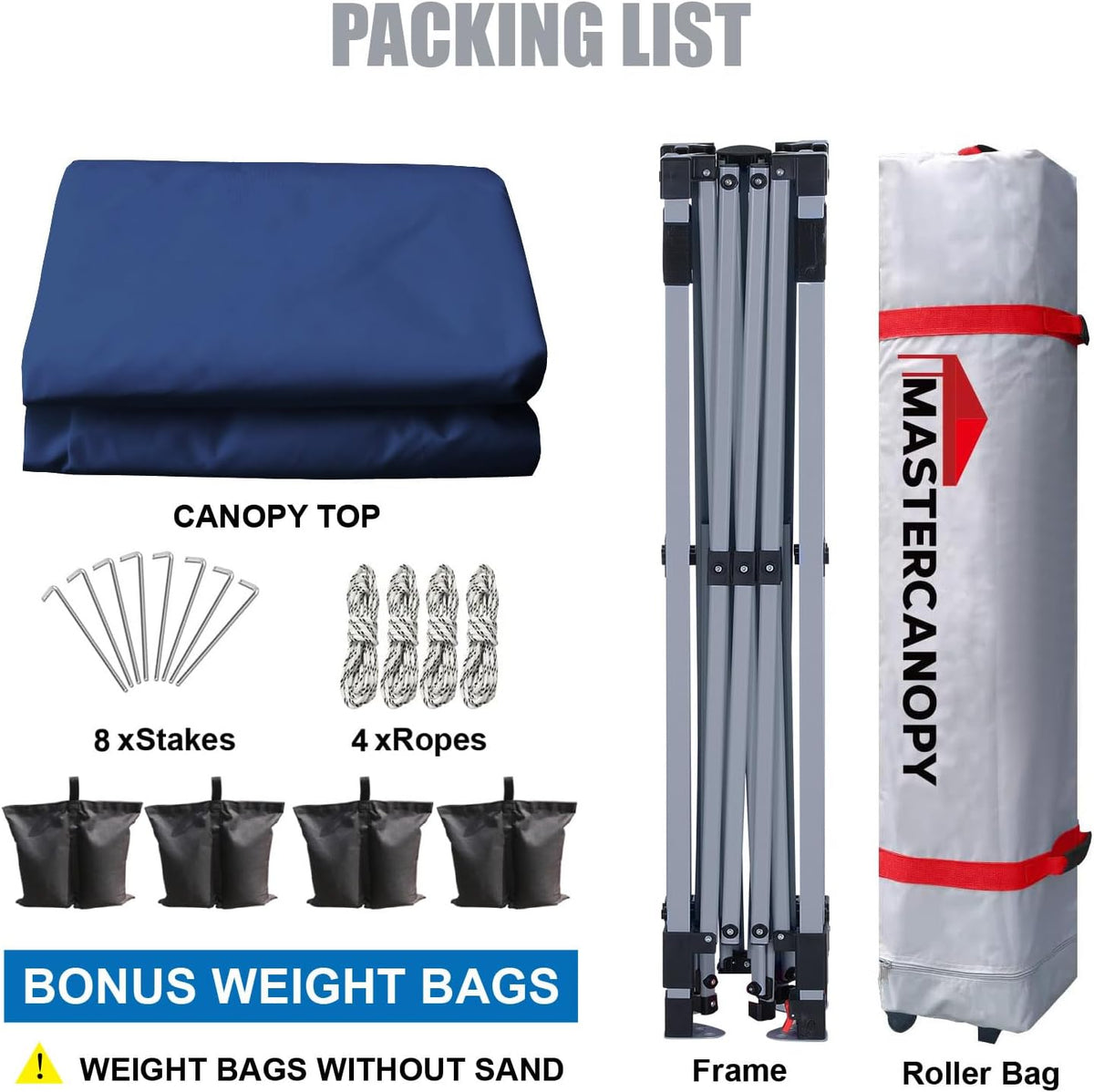 MASTERCANOPY Durable Pop-up Canopy Tent with Roller Bag (8x8, Navy Blue)