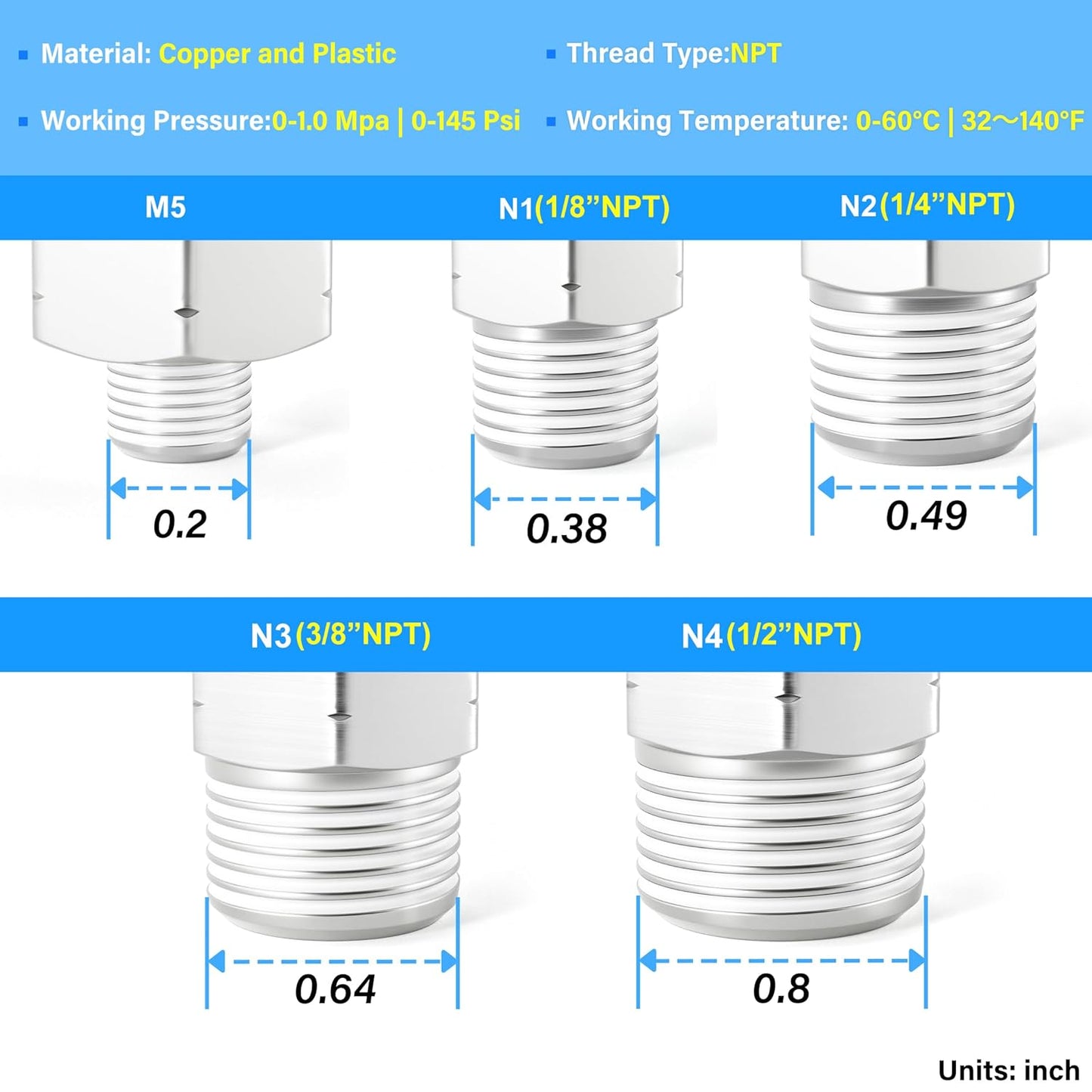 TAILONZ PNEUMATIC Elbow and Straight Combination 3/8 Inch Tube OD x 1/8 Inch NPT Thread Push to Connect Fittings PC-3/8-N1+PL-3/8-N1(Pack of 12)