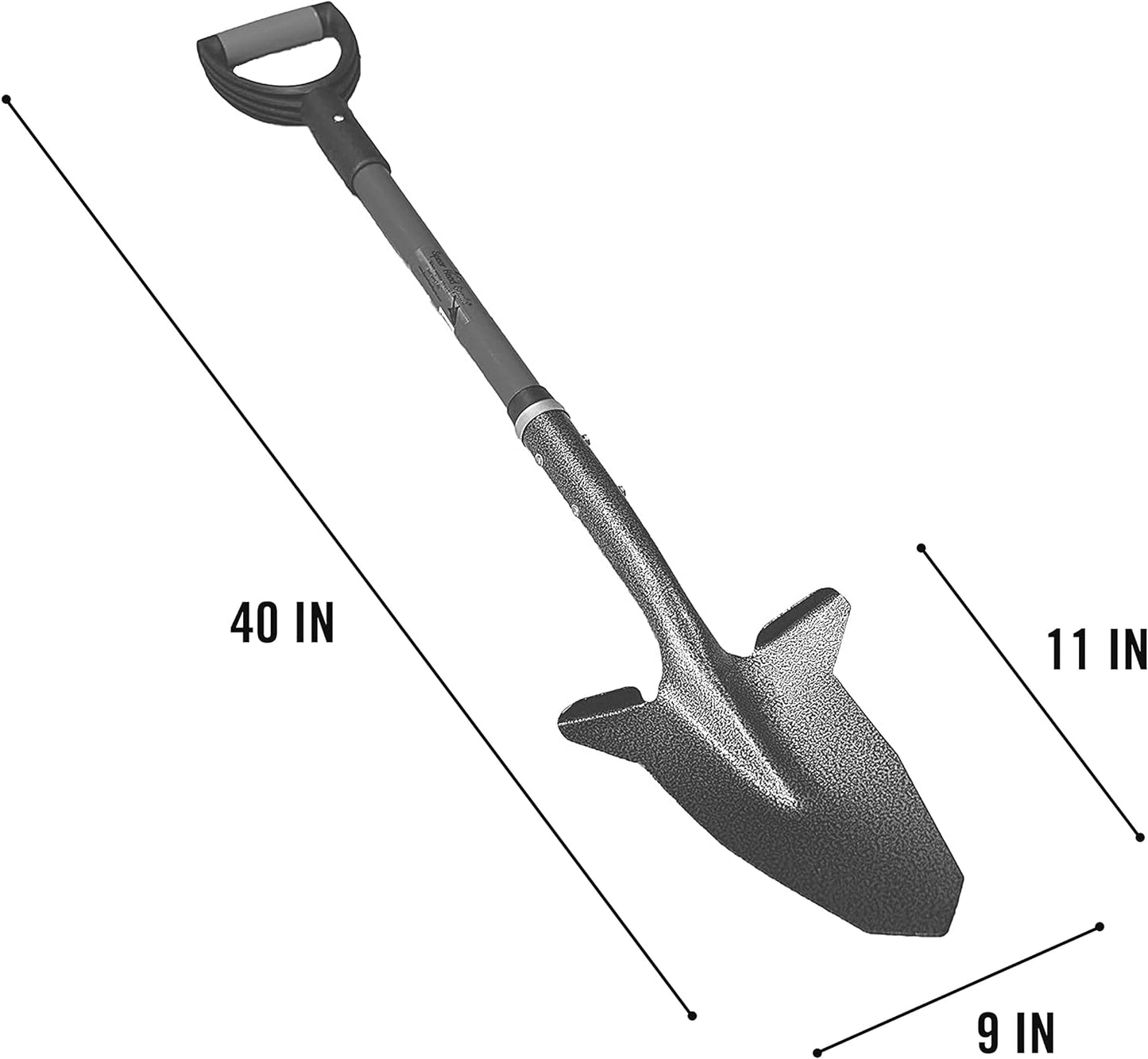 SHFD3 40" Yellow Garden Spade Shovel - Gardening Shovel with a 9" x 11" Beveled Blade, Steel-Reinforced Fiberglass Long Handle & Cushioned D-Grip - Digging Spade for Planting