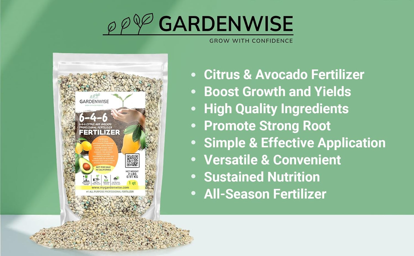 6-4-6 Avocado and Citrus Tree Professional Fertilizer Plant Food for Outdoor/Indoor Gardening; Quick-Release Nitrogen Fertilizer; Orange, Lime, Avocado and Lemon Tree Fertilizer (20 QUARTS)