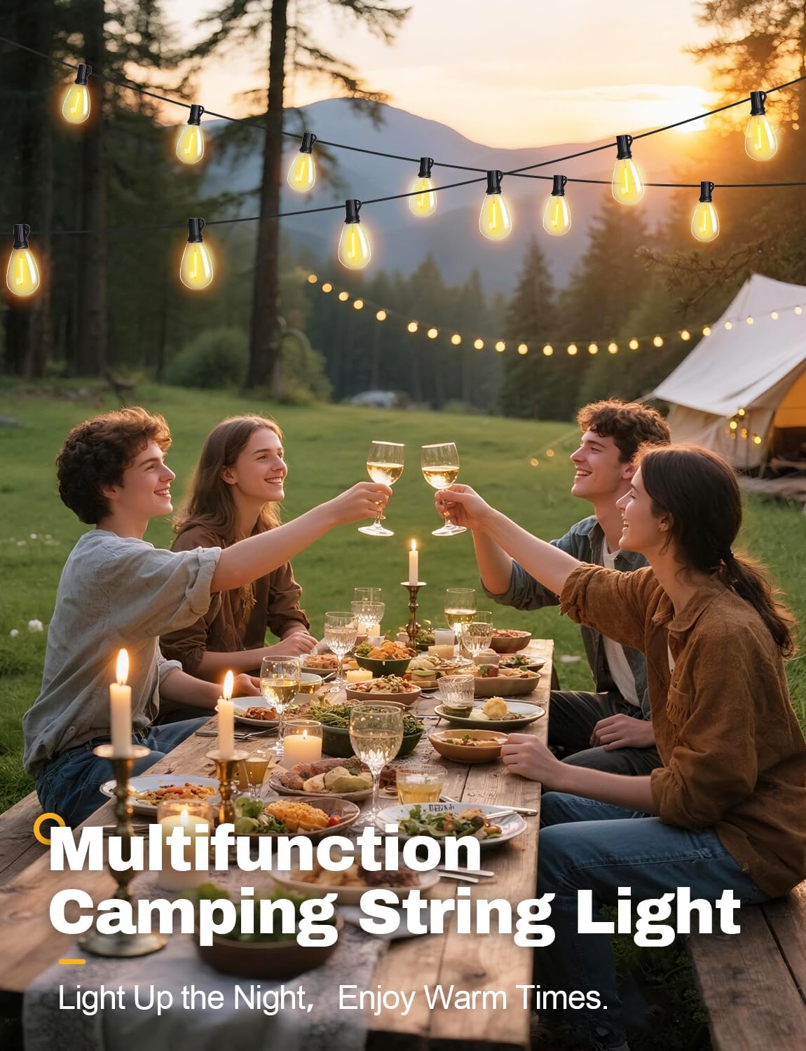 Tenmiro 120FT Solar Outdoor String Lights with Remote and 32+2 LED Shatterproof Bulbs Dimmable & Timing 3 Light Modes Solar Patio String Lights for Cafe, Garden, Deck, Outside Wedding Last for 10+Hrs