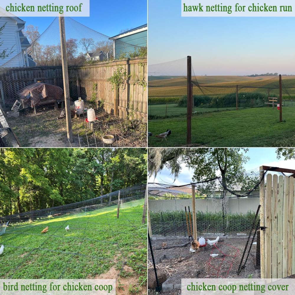 Bird Netting for Chicken Coop 20x20Ft, 1/2" Mesh, Strong Woven Poultry Netting Roof Cover for Chicken Run, Heavy Duty Bird Net for Fruit Trees, Blueberry, Vegetables, Garden Protection