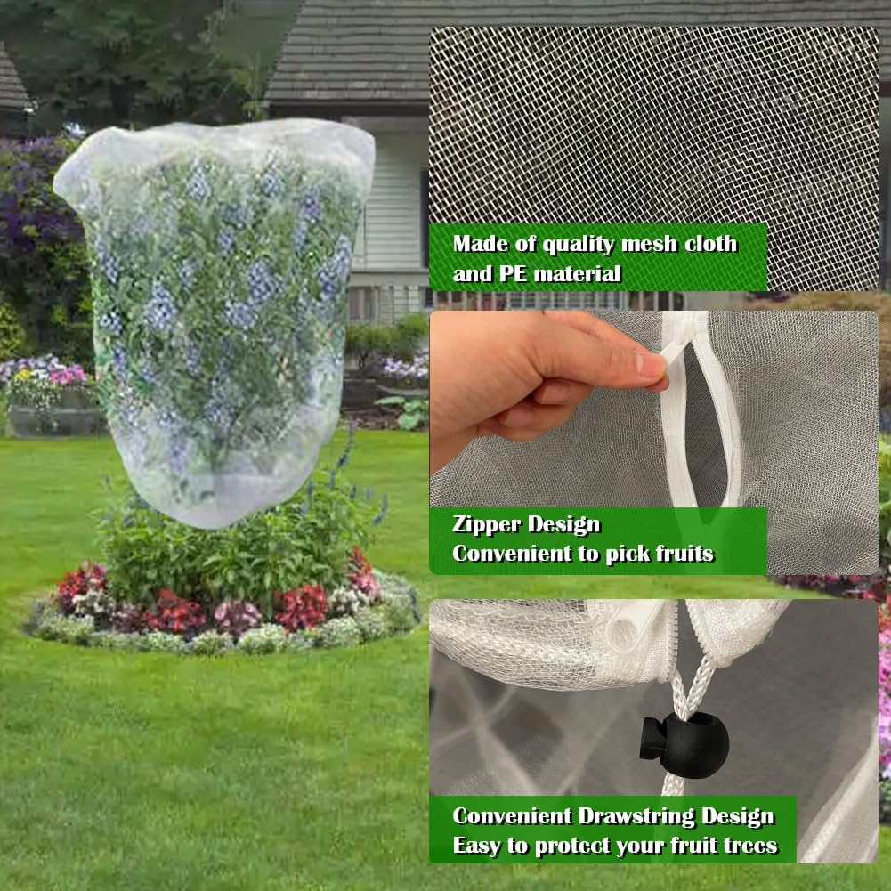Fruit Tree Netting Covers with Zipper to Protect from Squirrels and Birds Large Netting for Fruit Trees Net Protection, Black, 10' x 13', 1 Pack