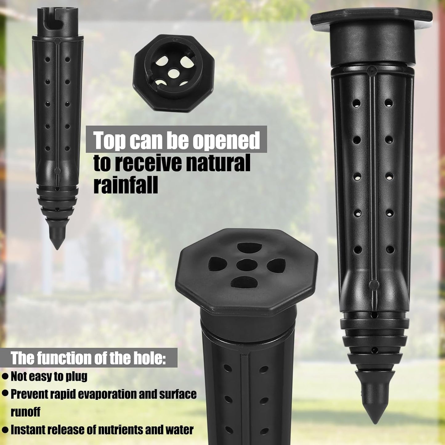 9 Pack Garden Watering Stake Large UV-Protected ABS Plastic Deep Root Irrigation Spike for Trees, Shrubs, Bushes, Shrubs, Flowers, Fruits, Vegetables, Potted Plants (8 Inch)