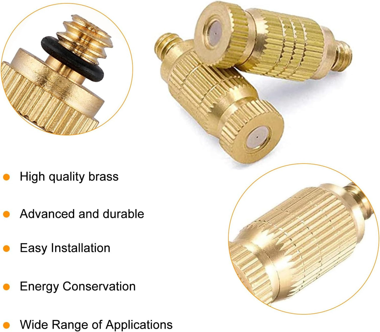20pcs High Pressure Atomizer Nozzle Brass Misting Nozzles for Outdoor Cooling System, Landscaping, Greenhouse Irrigation, Air Humidification, Anti-Drip Fogging Spray Head(0.008"/0.2mm)