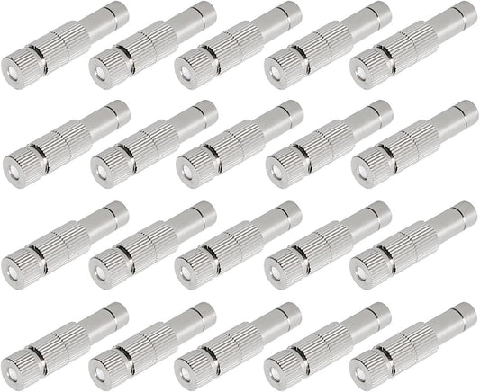 20pcs Brass Mister Nozzles, 6mm Misting Nozzles for Outdoor Cooling System, Landscaping, Air Humidification, Greenhouse Irrigation (with Filter, 0.016"/0.4mm Orifice)
