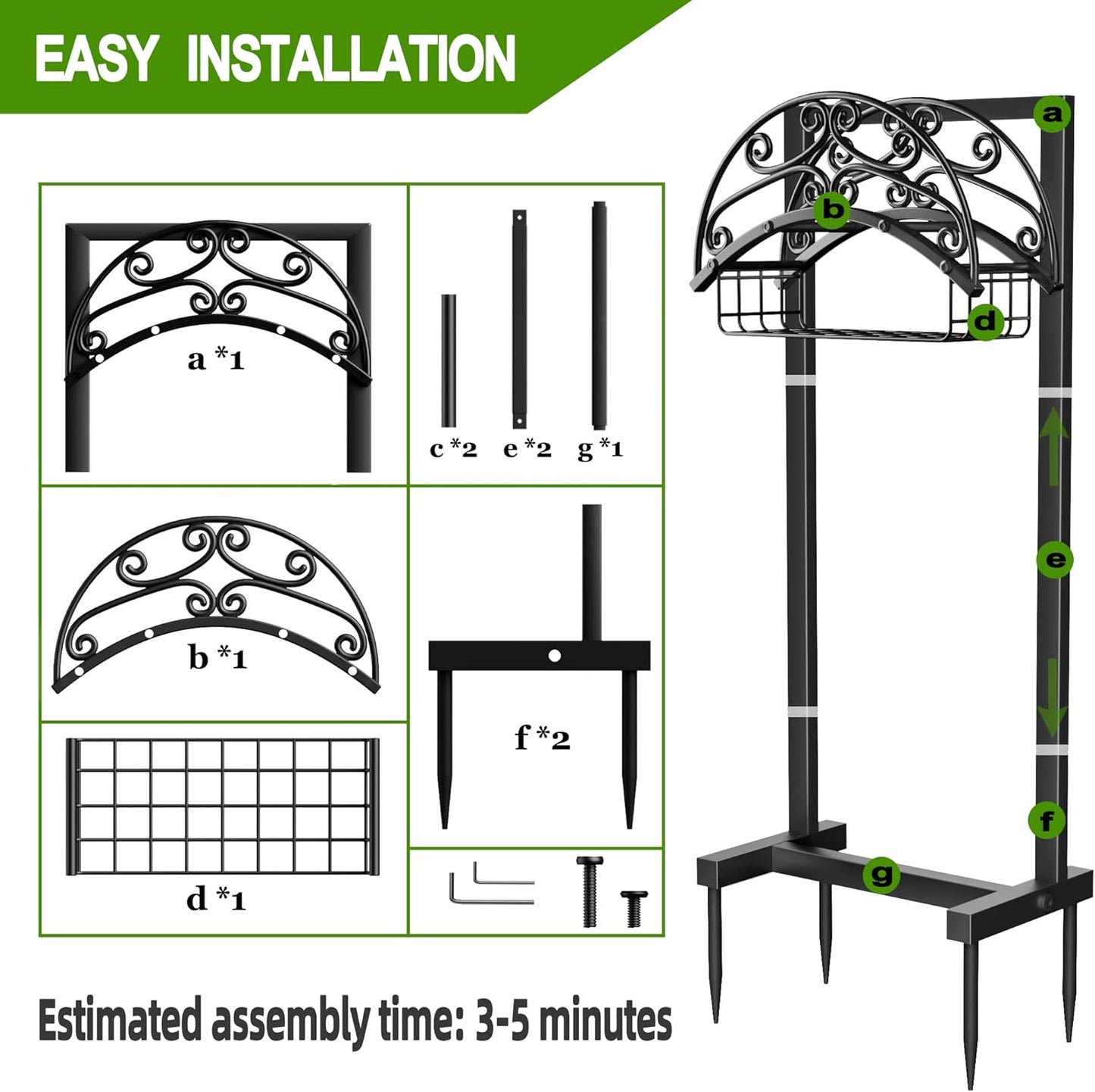 Upgraded Garden Water Hose Holder - Holds Upto 150 Feet, Heavy-Duty Freestanding Metal Stand, Detachable Hose Hanger Storage Rack for Outside Yard Lawn
