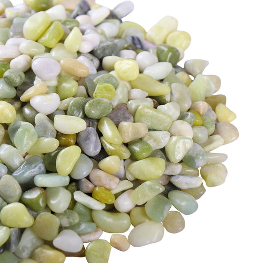 Calofulston 2.5lb Small Pebbles for Indoor Plants, 3/8 Inch Decorative Rocks for Lucky Bamboo Plants Pot, Succulent, Vase, Cactus, Landscaping, Polished Jade Rocks for Plants Indoor, Green