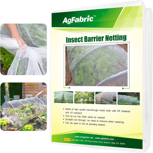 Agfabric Garden Netting 20'x50' Insect Pest Barrier Bird Netting for Garden Protection,Row Cover Mesh Netting for Vegetables Fruit Trees and Plants,White