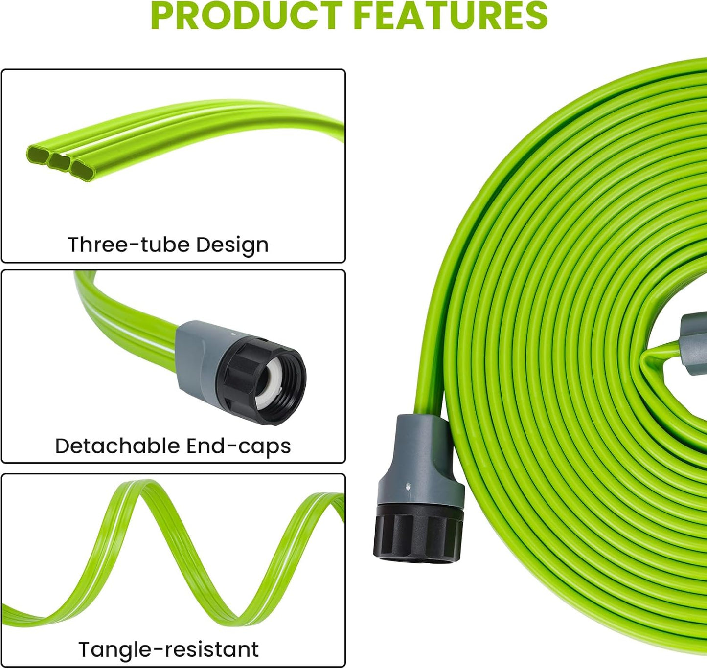 Sprinkler Soaker Hose 15FT, Watering Hose with Holes, High-Efficiency Sprinklers System for Garden and Lawn with Staples