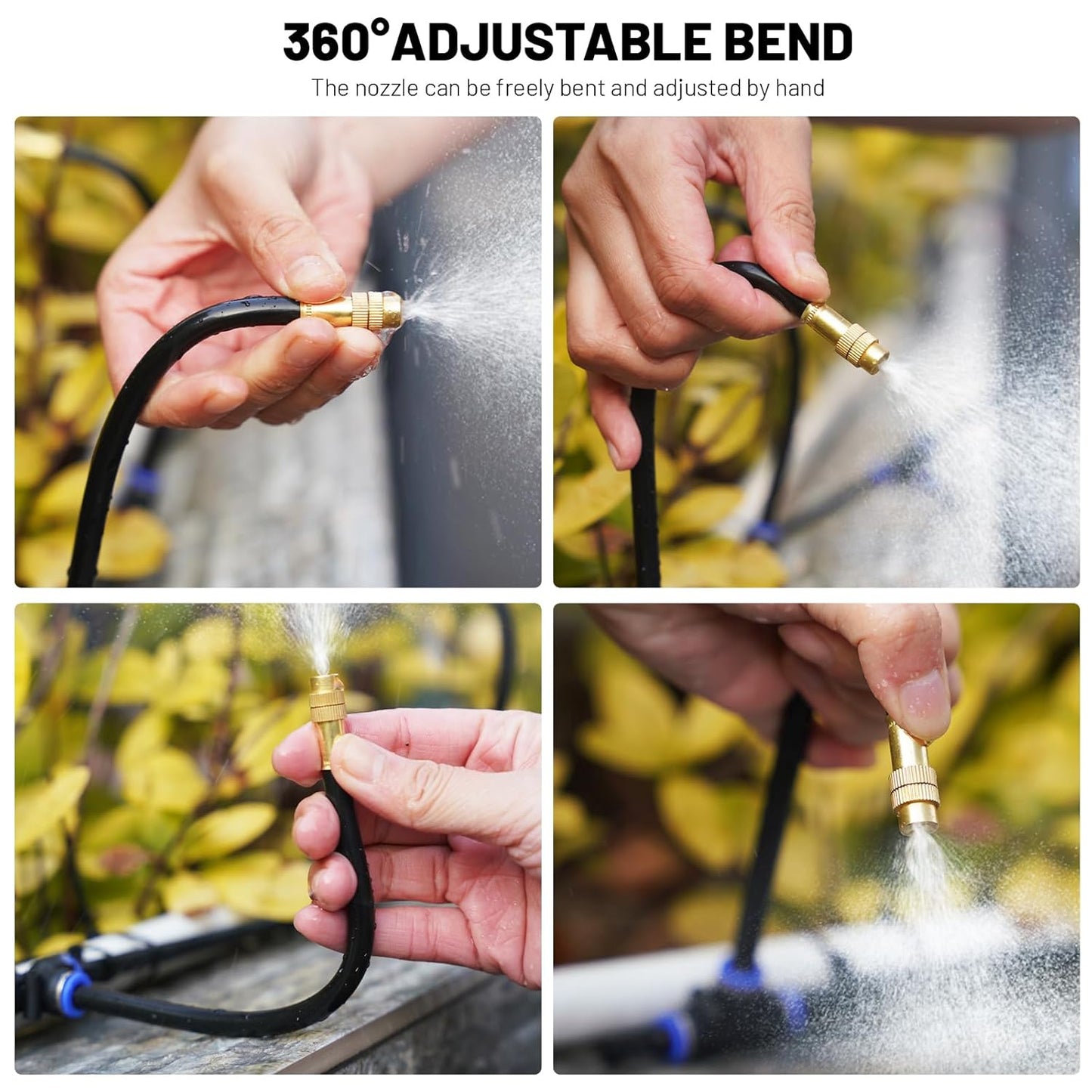 360° Adjustable Drip Irrigation System - 30FT Garden Watering System with 10 Nozzles, Garden Irrigation System, Greenhouse Accessories, Atomizing System for Yard, Lawn, Plants, 5/16 inch Hose