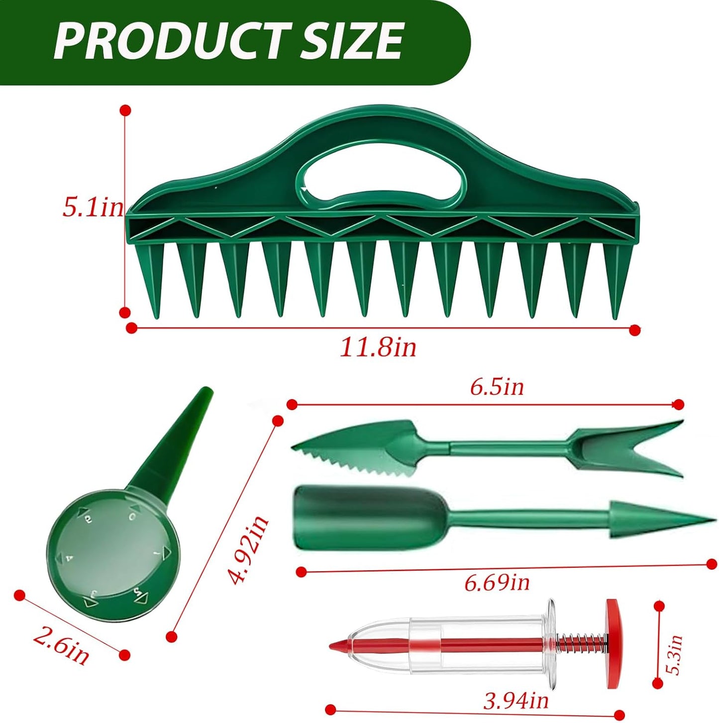 5 Piece Seed Spreader Set, 2025 Upgraded Seed Dispenser Set, 12-Hole Digger Seed Planter Tool for Lawn Garden Farm Yard