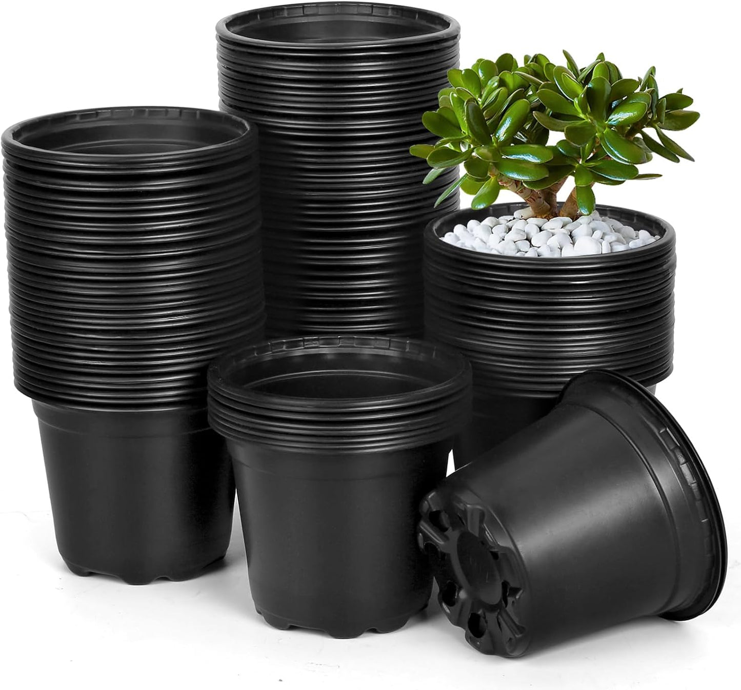 120 Pack 4 Inch Nursery Pots for Plants, Plastic Seeds Starter Pots with Drainage Holes, Small Plastic Plant Pots for Succulents Seedling Cutting Transplanting