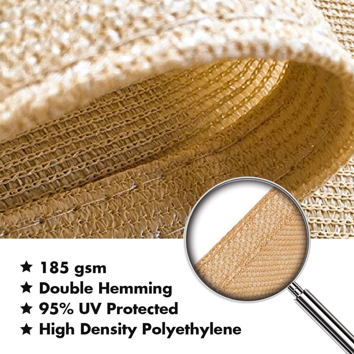 KANAGAWA 22'X22' Sand Custom Size Sun Shade Sail Square UV Block Canopy Cover for Patio Backyard Lawn Garden Outdoor (Customized Available)