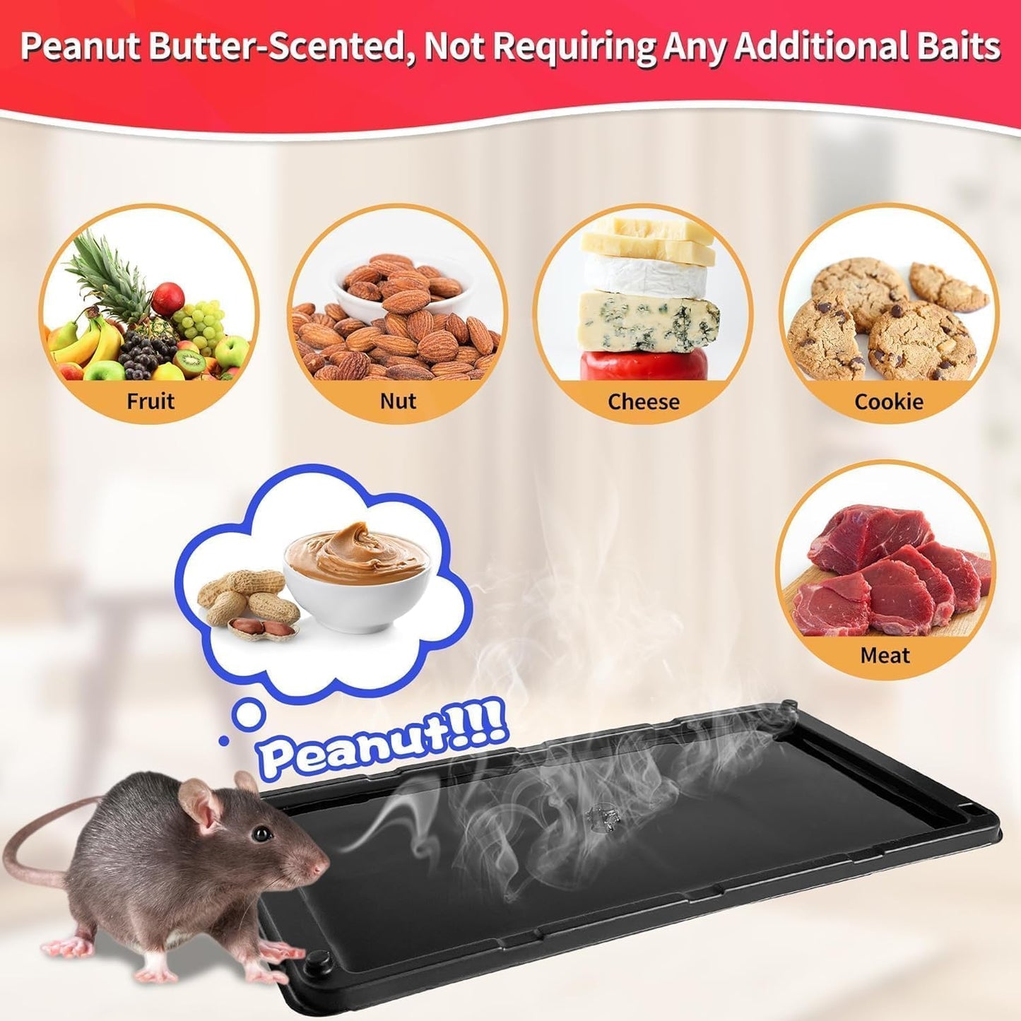 LULUCATCH Glue Mouse Traps Indoor for Home 1200 Pack, Pre-Baited Sticky Plastic Glue Boards for House, Snake, Lizard, Insect, Mice, Rats & Spider Traps, Pet Safe Pest Control