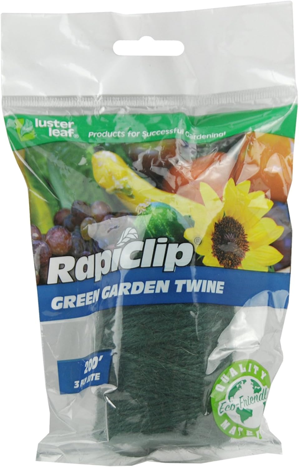 Luster Leaf 877 Rapiclip Heavy Duty 3-Ply Garden Twine, Green, 200-Feet Length