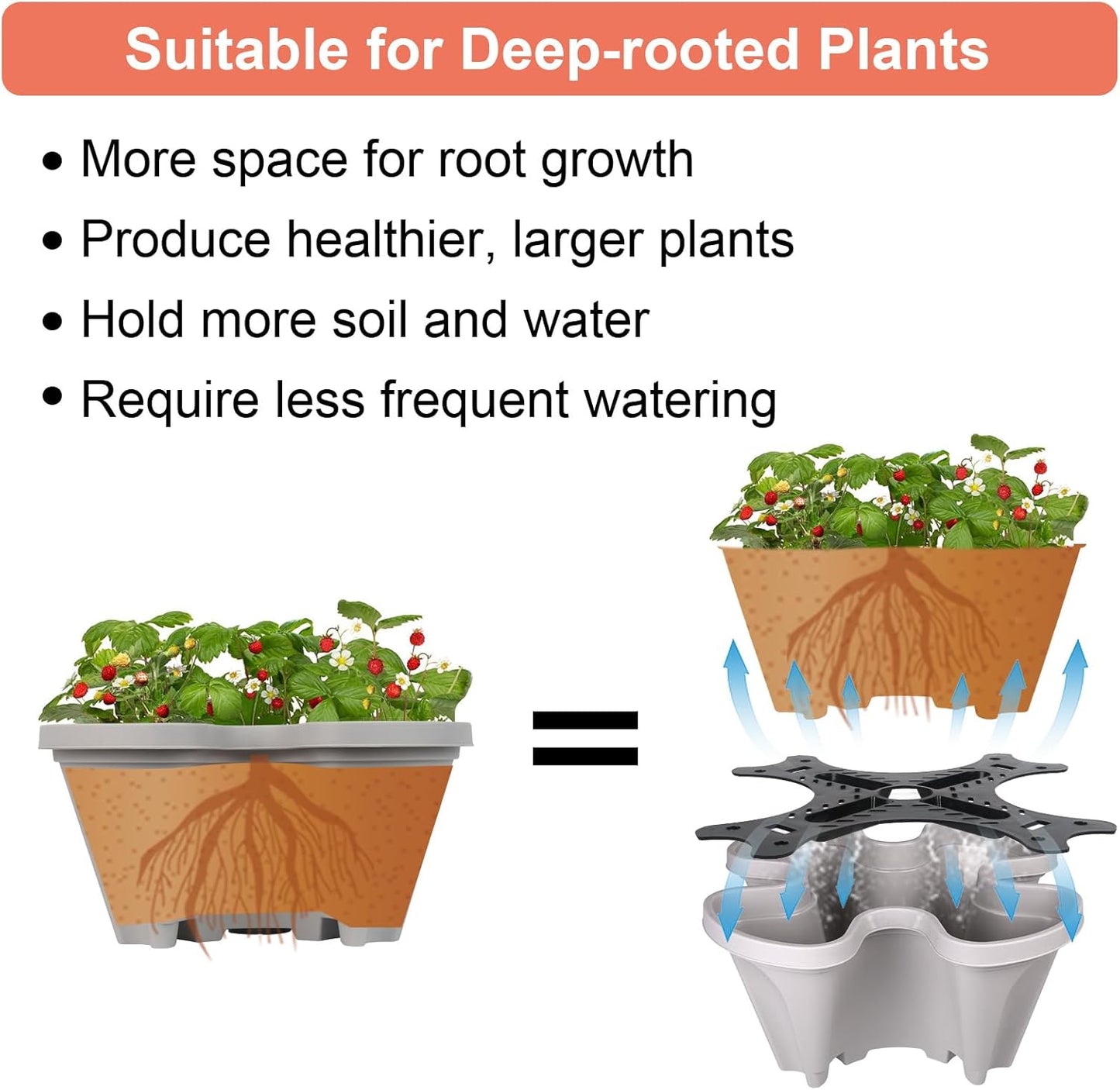 Strawberry Planter 5 Tier Stackable Planters - Vertical Garden Planting Tower Planters for Herb, Flower, and Vegetable Planter Indoor Outdoor Gardening Pots with Removable Wheels and Tools, Gray