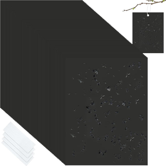 Qualirey 100 Pcs 6 x 8 Inch Sticky Traps for Plant Double Sided Sticky Trap for Gnats with Twist Ties Fly Traps for Fruit Insect Fungus Bugs Indoor Outdoor (Black)